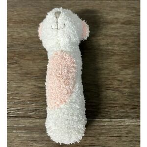 Mud‎ Pie Pink and White Bear Plush Rattle
